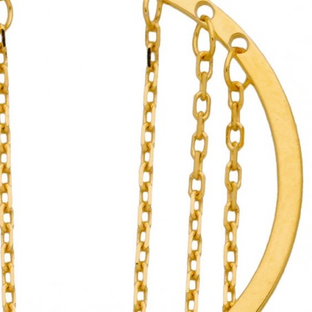 Boucles d'oreilles pendantes chaînettes et cercle Or 9 carats jaune