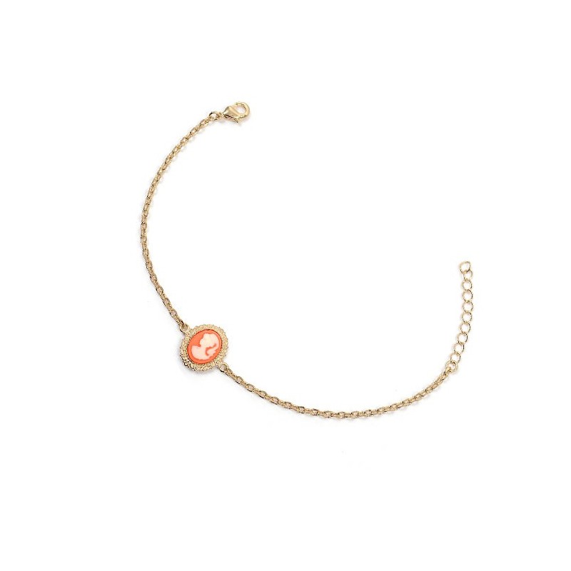 Bracelet camée corail dentelle plaqué or - La Petite Française