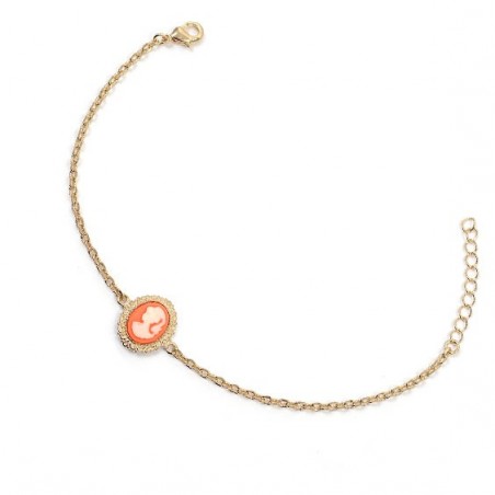 Bracelet camée corail dentelle plaqué or - La Petite Française