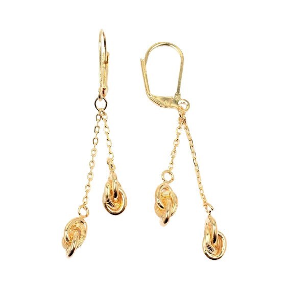 Boucles d'oreilles pendantes 2 noeuds Antillais plaqué or - La Petite Française