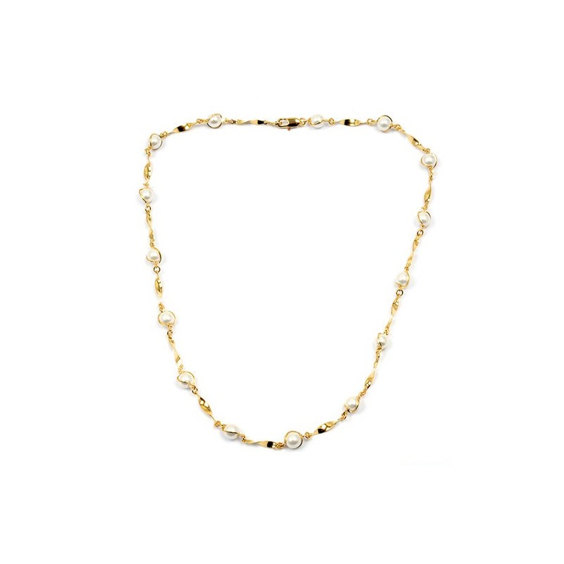 Collier torsades en plaqué or avec perles -  Bijouterie La Petite Française
