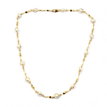 Collier torsades en plaqué or avec perles -  Bijouterie La Petite Française