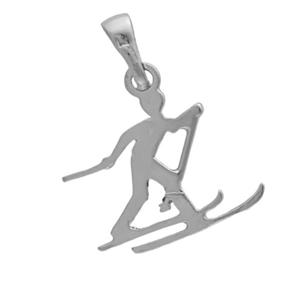 Pendentif skieur de fond Or 14 carats gris  - La Petite Française