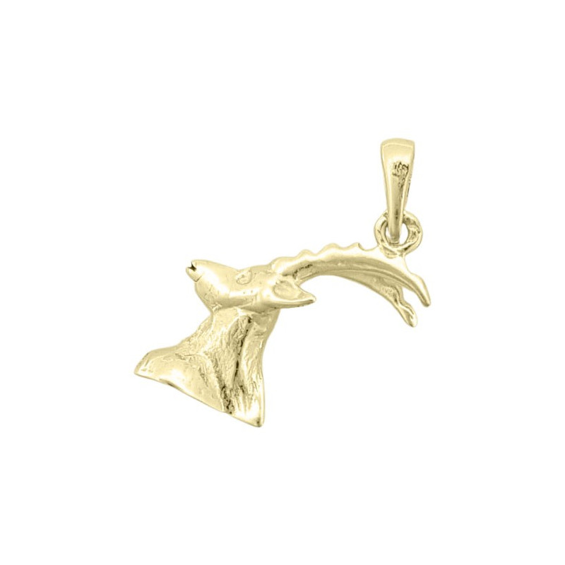 Pendentif tête de bouquetin plaqué or 