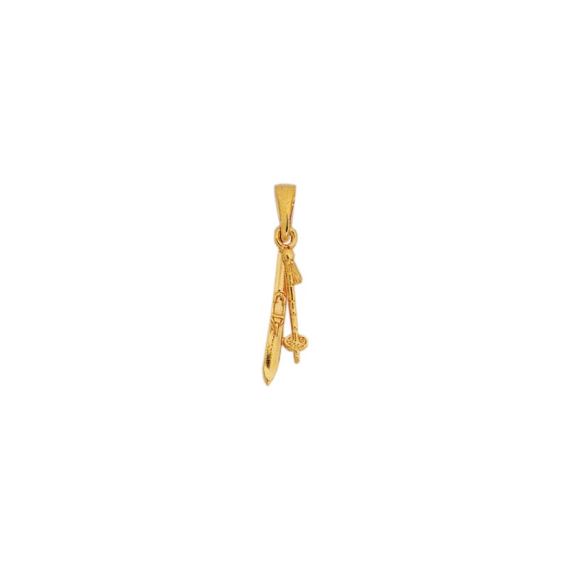Pendentif bâton et ski plaqué or  - La Petite Française