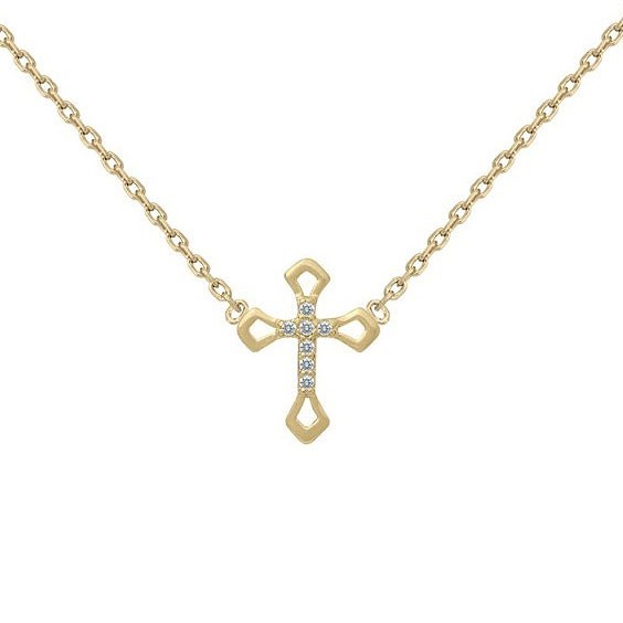 Collier croix  plaqué or et zirconiums  - La Petite Française
