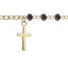 Bracelet chapelet noir, charm croix en plaqué or  - Bijouterie La Petite Française