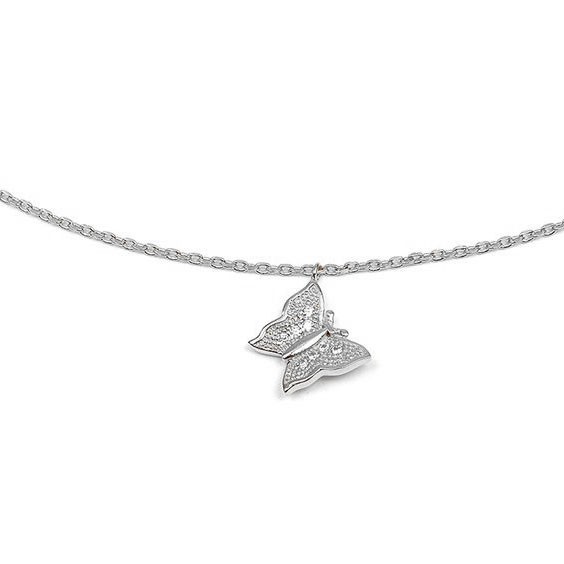 Chaîne cheville breloque papillon zirconium argent  - La Petite Française