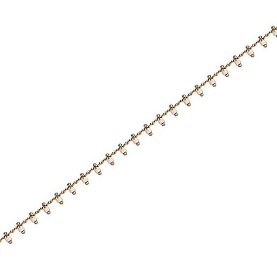 Chaîne de cheville charm's perles blanches plaqué or  - Bijouterie La Petite Française