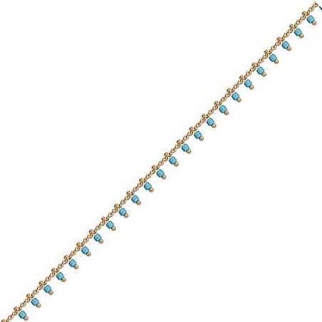 Chaîne de cheville charm's perles bleues plaqué or  - Bijouterie La Petite Française