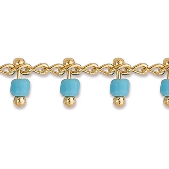 Chaîne de cheville charm's perles bleues plaqué or  - La Petite Française