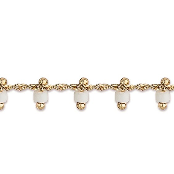 Chaîne de cheville charm's perles blanches plaqué or  - La Petite Française