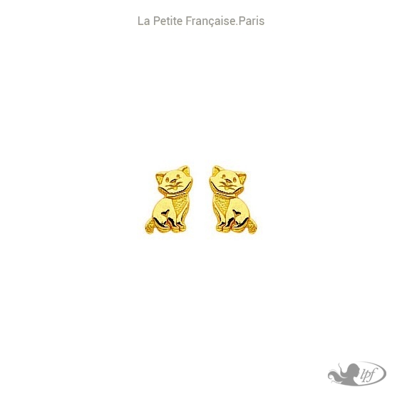 Boucles chats en or 18 carats jaune - Bijouterie La Petite Française
