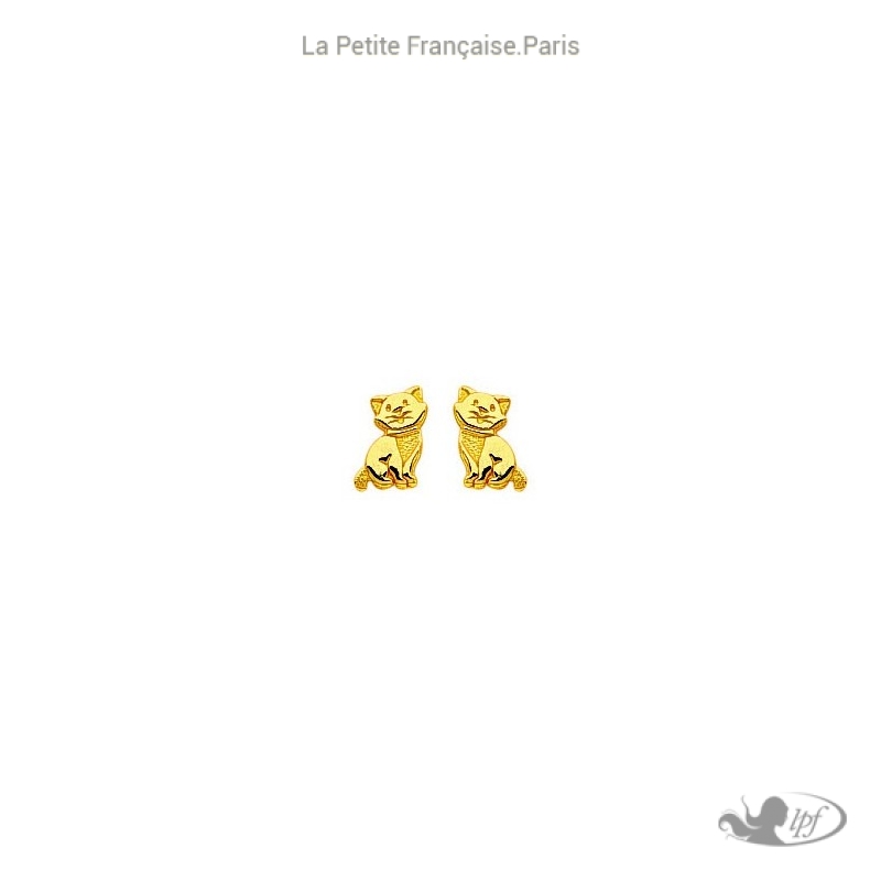 Boucles chats en or 18 carats jaune - Bijouterie La Petite Française