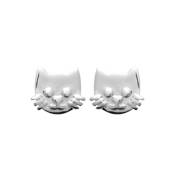 Boucles d'oreilles chat argent  - La Petite Française