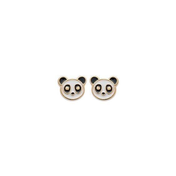 Boucles d'oreilles tête de Panda plaqué or