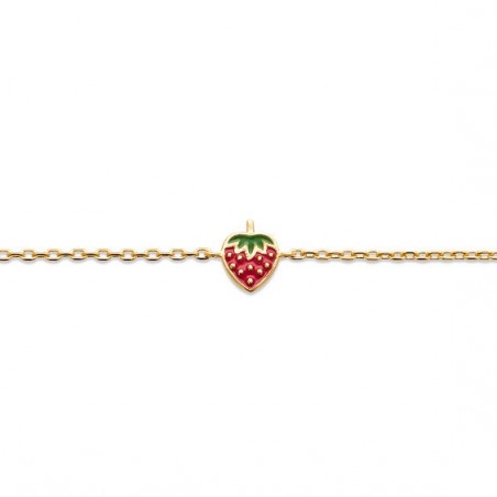 Bracelet fraise plaqué or  - Bijouterie La Petite Française