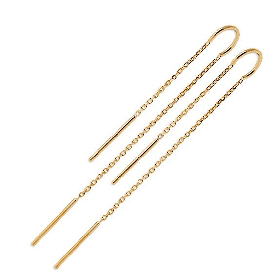 Boucles d'oreilles pendantes chaine plaqué or  - La Petite Française