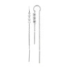 Boucles d'oreilles pendantes 3 zirconiums argent massif rhodié  - Bijouterie La Petite Française