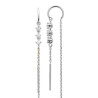 Boucles d'oreilles pendantes 3 zirconiums argent massif rhodié  - Bijouterie La Petite Française