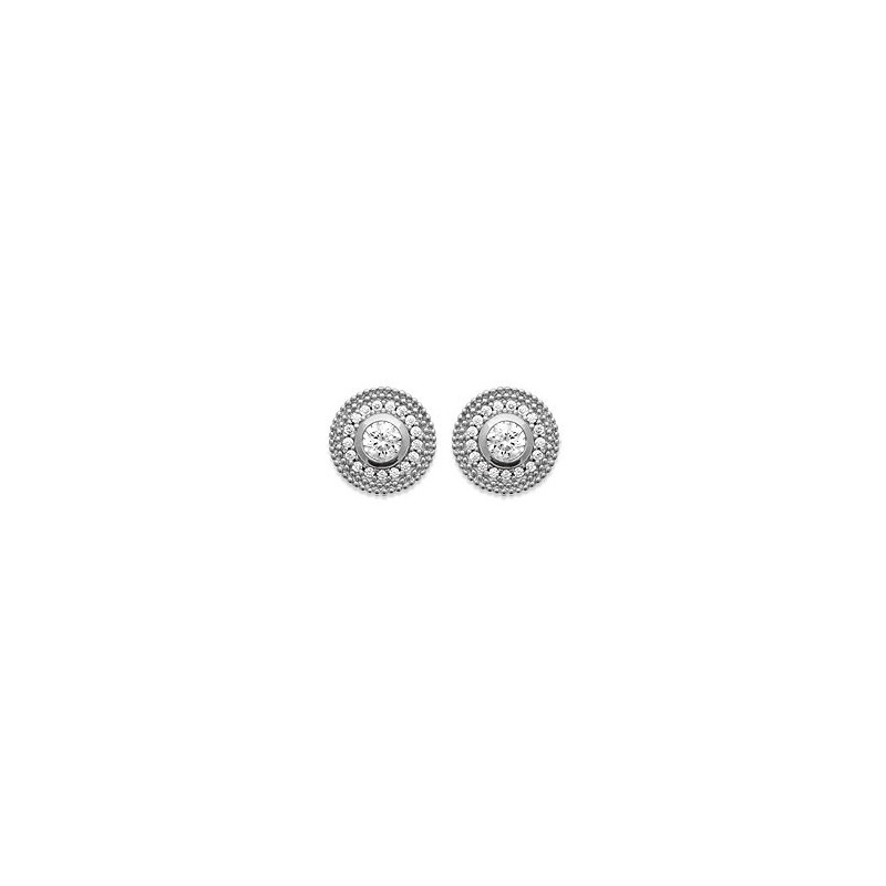 Boucles d'oreilles Manon rond argent et zirconiums 