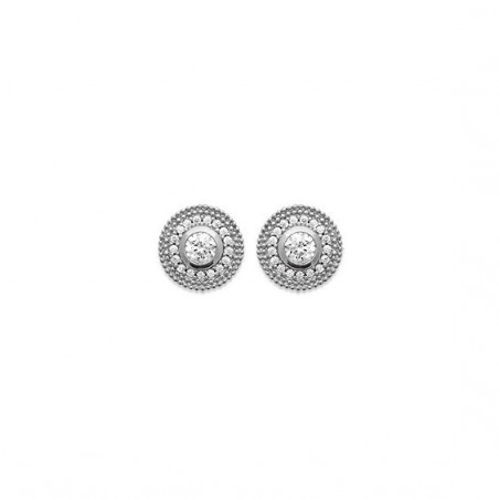 Boucles d'oreilles Manon rond argent et zirconiums 