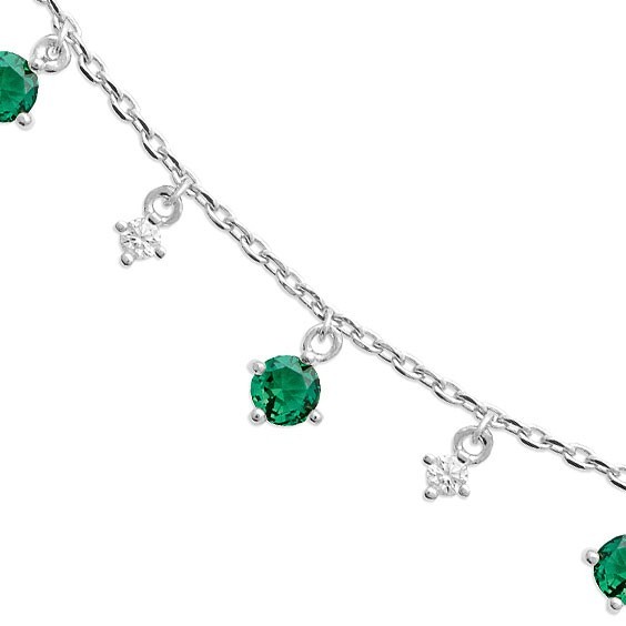 Bracelet Lilibet argent et zirconiums blancs et verts  - La Petite Française