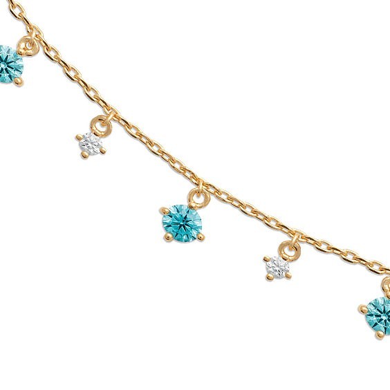 Bracelet Lilibet plaqué or et zirconiums blancs et bleus  - La Petite Française