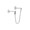 Boucle d'oreille Lilibet chaine argent massif rhodié et zirconiums blanc et vert  - Bijouterie La Petite Française