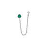 Boucle d'oreille Lilibet chaine argent massif rhodié et zirconiums blanc et vert  - Bijouterie La Petite Française