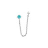 Boucle d'oreille Lilibet chaine argent massif rhodié et zirconiums blanc et bleu  - Bijouterie La Petite Française