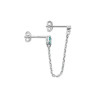 Boucle d'oreille Lilibet chaine argent massif rhodié et zirconiums blanc et bleu  - Bijouterie La Petite Française