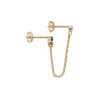 Boucle d'oreille Lilibet chaine plaqué or et zirconiums blanc et vert  - Bijouterie La Petite Française