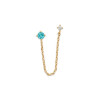 Boucle d'oreille Lilibet chaine plaqué or et zirconiums blanc et bleu  - Bijouterie La Petite Française