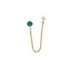 Boucle d'oreille Lilibet chaine plaqué or et zirconiums blanc et vert  - Bijouterie La Petite Française