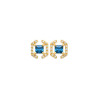 Boucles d'oreilles Justine carré plaqué or et zirconium bleu  - Bijouterie La Petite Française