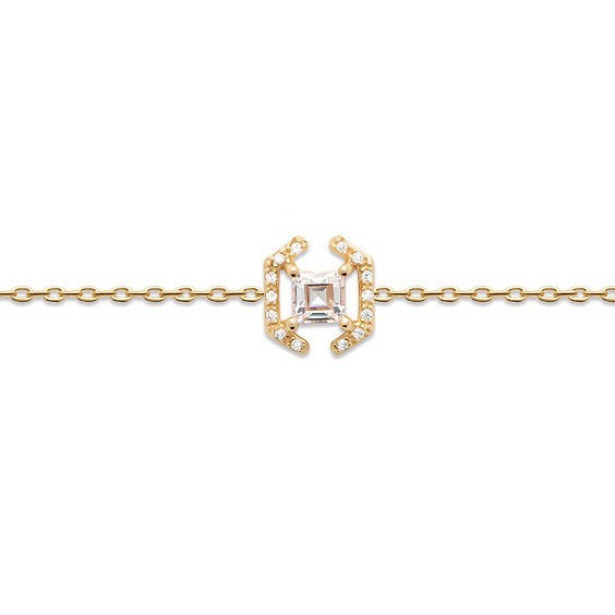 Bracelet Justine carré plaqué or et zirconium blancs  - Bijouterie La Petite Française