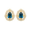 Boucles d'oreilles Alba ovale plaqué or et zirconium bleu  - Bijouterie La Petite Française