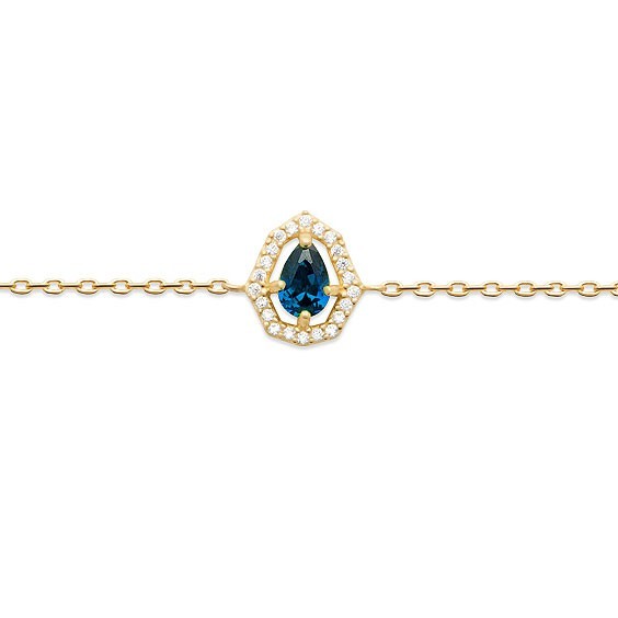 Bracelet Alba ovale plaqué or et zirconium bleu  - La Petite Française