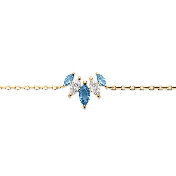 Bracelet Véronique plaqué or et zirconiums bleus et blancs  - La Petite Française