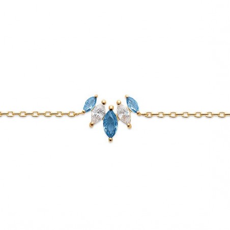 Bracelet Véronique plaqué or et zirconiums bleus et blancs  - Bijouterie La Petite Française