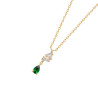 Collier Annie plaqué or et zirconiums verts   - Bijouterie La Petite Française