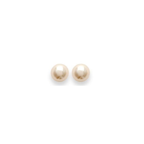 Boucles d'oreilles perle Majorque blanche plaqué or - 6 mm  - Bijouterie La Petite Française