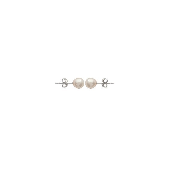 Boucles d'oreilles perle blanche argent - 6 MM  - La Petite Française