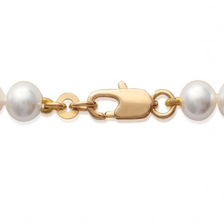 Bracelet de perles Majorque blanches plaqué or - 6 mm  - La Petite Française