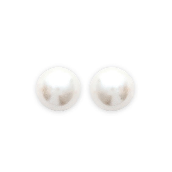 Boucles d'oreilles perle blanche plaqué or - 12 mm  - La Petite Française