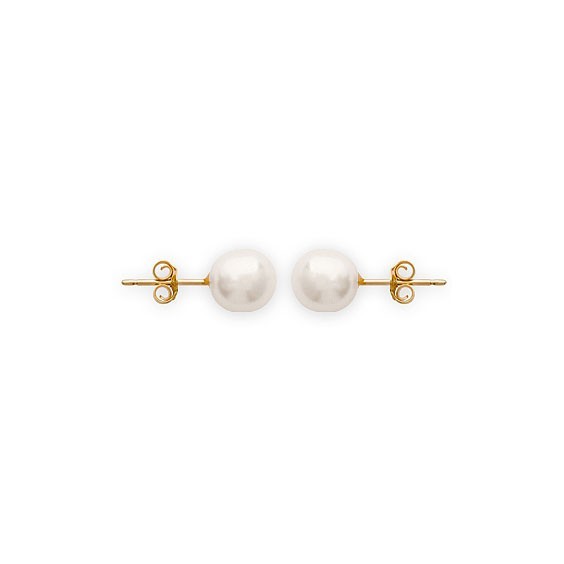 Boucles d'oreilles perle blanche  plaqué or -  8 mm  - Bijouterie La Petite Française