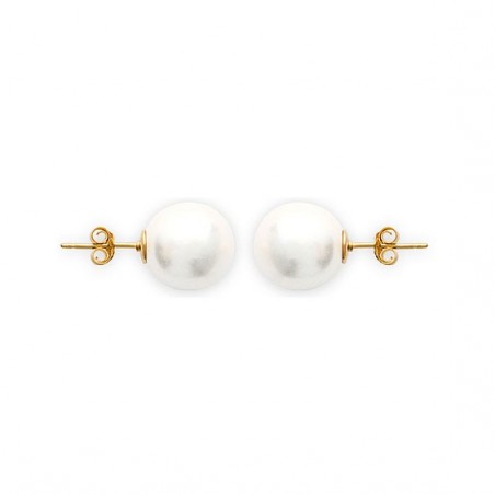 Boucles d'oreilles perle blanche plaqué or - 12 mm  - Bijouterie La Petite Française