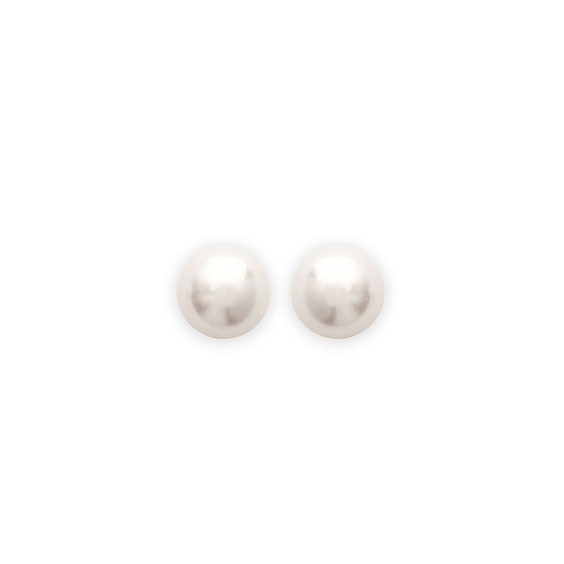 Boucles d'oreilles perle blanche  plaqué or -  8 mm  - Bijouterie La Petite Française