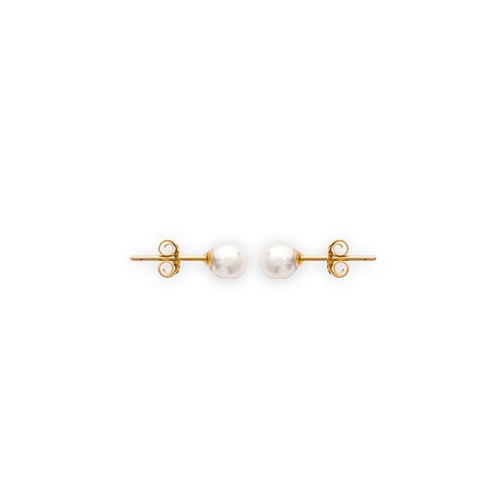 Boucles d'oreilles perle blanche plaqué or - 5 mm  - Bijouterie La Petite Française